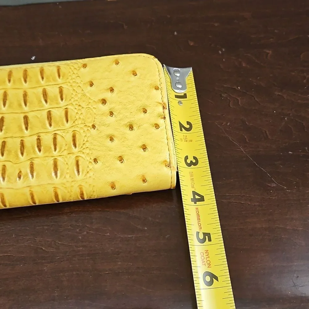 Yellow Ostrich Pattern Wristlet Wallet/Clutch